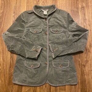 Vintage 80s L.L.Bean‎ Jacket Women Medium Olive Green Chore Barn Field Coat